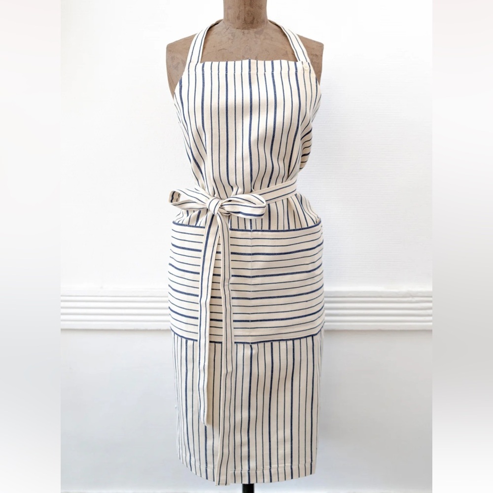 NWP Tensira Made in Africa Navy blue/Off white stripe apron